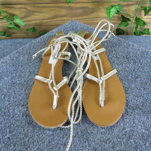 Steve Madden‎ Women's Werkit Strappy Gold Leather Sz 8 Medium Gently Used 2025 - Picture 2 of 6